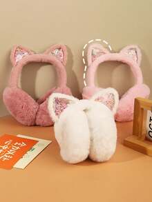 冬季耳套 - 女孩可爱耳罩 - 耳袋 - 保暖耳罩 - 毛绒耳朵耳套