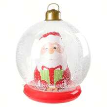 1 pieza Bola de Navidad inflable con LED y control remoto - Decoración navideña autoluminosa de PVC con luces intermitentes, diseño de muñeco de nieve y Papá Noel, luces multicolor cambiantes (rojo, rosa, azul, blanco, dorado), adecuada para árbol de Navidad interior/exterior, boda, Año Nuevo, decoración de fiesta - Fácil de instalar, duradera y portátil, diseño esférico con luces LED iluminadas, perfecta para celebración de Navidad, decoración navideña del hogar, decoración de invierno, adorno navideño