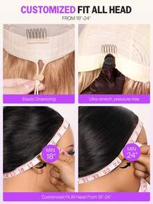 MEGALOOK 升级版 13x6 三合一蕾丝前假发，奶茶棕渐变波浪卷发，带抽绳，100% 真人发丝，18-26 英寸 - 预先拔毛修剪，耳到耳蕾丝，透明蕾丝前假发，易于佩戴 - 轻盈可调节透气帽，柔软弹力，全天舒适 - S20L - 查看 9