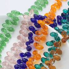 约95颗5*8毫米水滴形玻璃珠，彩色镀AB彩DIY饰品吊坠，适用于手工配件、鞋子、包包、发饰、节日礼物、生日礼物等。 - 5*8mm橫孔水滴 - 查看 15
