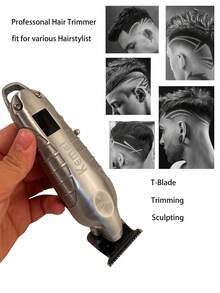 Kemei Professional Barber Hair Trimmer, Metal Body Hair Clipper For Men T-Blade Trimming, 0mm Zero Gapped Carving Clipper KM-2293 Scuplting Clipper , Men's Gift Birthday - Silver - View 5