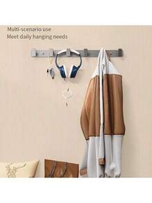 Perchero, Perchero de 5 ganchos de aluminio, Ganchos de almacenamiento montados en la pared, Ganchos para abrigos/llaves rústicos para baños, cocinas y entradas, Adecuado para baños, cocinas, dormitorios, pasillos - No se requiere cableado, Material resistente a la humedad, Toallero