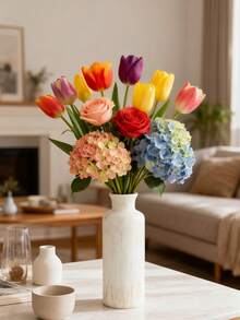 Vase en céramique blanche, décoration d'intérieur minimaliste et moderne, vase à herbes pour table à manger, étagère, porche et centre de table, style bois, vase/pot à fleurs de style bohème. Accessoires décoratifs minimalistes, décoration d'intérieur moderne pour salons et chambres à coucher, décoration centrale, cadeaux pour la fête des mères, cadeaux de remise des diplômes, décorations de mariage, vase en verre pour la décoration de la pièce