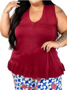 Blusa Babado Plus Size Feminina Leveza, Charme e Versatilidade