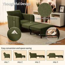 ZZW Sleeper Chair 84" Extra Long Convertible Chair Bed Upgraded 3-In-1 To 4-In-1 Pull Out Chair & Single Sofa Bed For Adult Sleeping Chair For Living Room & Small Space - 綠色 - 查看 6