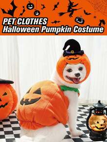 1PC Adorable Pumpkin Pet Halloween Clothes - Dog & Cat Outfit For Party, Halloween T-Shirt Funny Pumpkin Head Costume For Small Pets, Gifts & Festive Fun (XS-L) Halloween Halloween Costumes