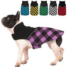 Wintermantel für Hunde, Woll-Hundjacke karierter umkehrbarer Weste Kälteschutz Hundeausstattung für kleine, mittlere und große Hunde