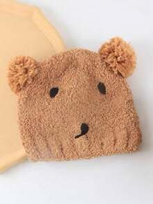 1 件/2 件婴儿可爱熊毛绒加厚保暖护耳针织帽 + 围巾套装，适合秋冬季 - 小熊 - 查看 10