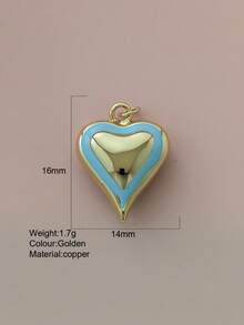1pc Cute Heart-Shaped Copper Pendant, Handmade DIY For Necklace, Bracelet, Earrings, Suitable As Christmas Gift