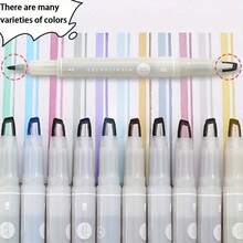 5pcs Double-Headed Dual-Color Highlighter Pens, Suitable For Daily Highlighting, Drawing, Marking, Student Supplies, Planner Pens - Slanted Tip, Non-Bleed, Plastic Material, Applicable For Office, School, Gifts, Back To School, Christmas