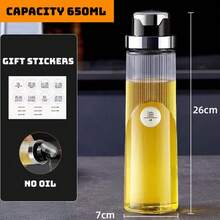 Dispensador de aceite automático de gran capacidad - Aceitera de vidrio con pico de sellado automático, sin goteo y sin residuos para la cocina, aceite, vinagre, salsa de soja