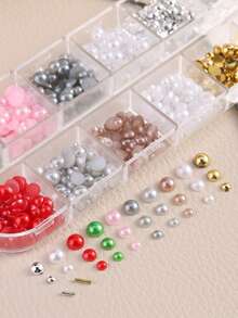 3D Christmas Series Pearl Christmas Nail Art Decorations Colorful Half Round Beads Nail Jewelry Autumn And Winter Christmas DIY Resin Rhinestones Manicure Accessories