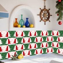 20 piezas Pegatinas de pared de colores navideños, autoadhesivas de PVC de 20 x 20 cm, adecuadas para paredes de cocina y sala de estar, esquema de colores navideños con elementos de árbol de Navidad, adecuadas para decoración de habitaciones, decoración de pared, decoración del hogar, decoraciones navideñas
