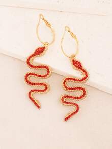 1 Pair Retro Snake Shaped Earrings, Exaggerated Personalized S-Shaped Snake Earrings With Full Rhinestones, Fashionable Niche Earrings Suitable For Daily Wear, Parties, And Gift Giving