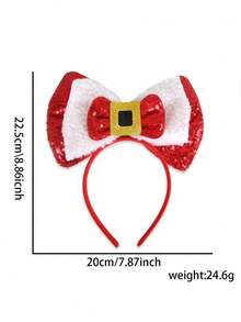 1PC Christmas Bow Headbands, Sequin Xmas Hair Hoops With Santa Holly Gift Decor, Cute Festive Hair Accessories For Women Girls, Christmas Party Cosplay Headwear, Party, Hair Band ,Hairband For Women