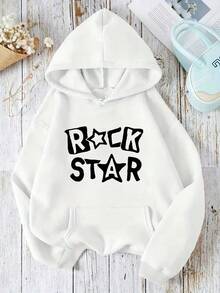 MEN'S Rock Star Graphic Hoodie - Casual Pullover With Pockets, Soft Polyester, Long Sleeve, Slightly Stretchy, Perfect For Fall-Winter Beach Outings And Casual Attire,Fall Hoodies,Men's Fall Clothes,Street Wear,Halloween,Mens Hoodies,Y2k Clothes,Jesus Hoodie,Thanksgiving Day,Nightmare Before Christmas,Christmas - 白色 - 查看 1