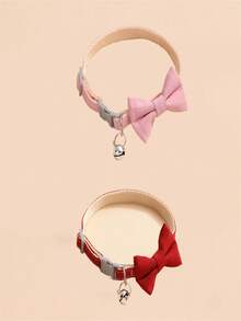 1 Collier pour chat avec clochette et nœud papillon, convient aux chats et aux chiens, printemps/été/automne/hiver, fournitures pour chiens, collier pour chien, collier pour animaux de compagnie à nœud papillon de couleur unie, collier réglable pour chats et chiens - Multicolore - Voir 14