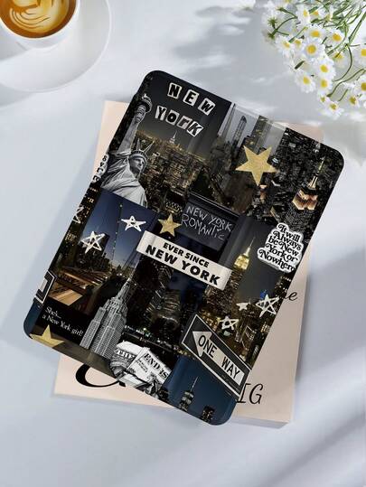 New York Collage Tablet Protective Case, Suitable For IPad 9.7/10.2/10.5/10.9/12.9/Pro 11 (10th Gen), Galaxy Tab S6 Lite 10.4 Inch, Kindle Paperwhite 12th Gen (2024 Release), Kindle 11th Gen (2022 Release), Soft Shock-Proof, Smart Stand/Auto Wake/Sleep Function