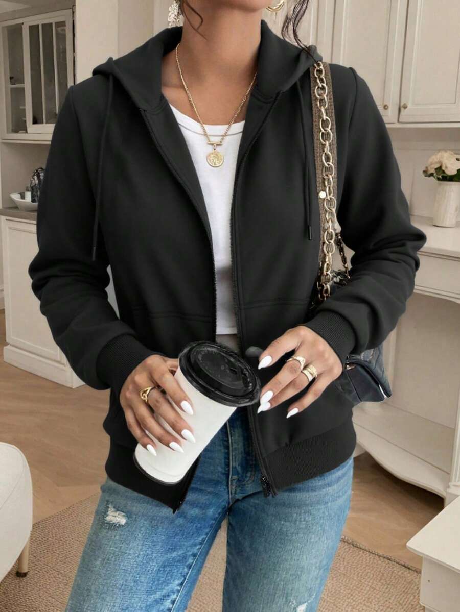 Sudadera con capucha casual para mujer con cremallera - Chaqueta casual - Ropa de exterior de otoño/invierno - Ropa deportiva para mujer - Adecuada para gimnasio y senderismo al aire libre, imprescindible para la temporada de vuelta al colegio