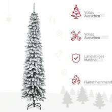 Artificial Christmas Tree, Snow-Covered, Slim Design, Fire-Resistant, 210, Green/White - 1 - View 4