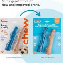 Outward Hound Dogwood Puppy Durable Dog Chew Toys, Real Wood &Amp; Teething Bone, 2-Pack, Small - MàuG - Xem 2