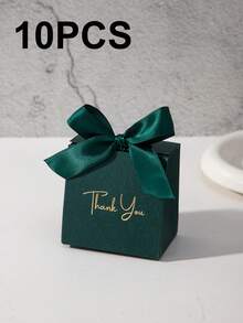 5/10 piezas Cajas de regalo mini, cajas de papel de especialidad de unicolor con texto "Gracias" en dorado, decoradas con cinta de satén y lazo. Adecuado para contener dulces, aperitivos, chocolates y pequeños regalos de Navidad. También aplicable para bodas, fiestas, celebraciones de cumpleaños y decoraciones navideñas. - caja de gracias - Ver 20