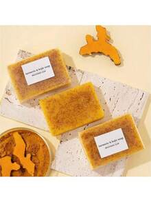 2/1pc Turmeric & Kojic Soap, Lemon Turmeric & Kojic Acid Brightening Soap, Natural Organic Turmeric Face & Bath Soap Bar For Face & Body, Deep Cleansing & Smoothing Skin
