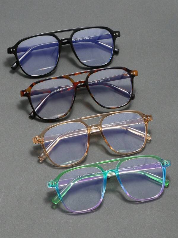 1 Pair Men's Pilot Frame Fashion Flat Glasses, New Autumn Collection, Suitable For Outdoor Sports, Stage Performance, And Fashionable Outfits