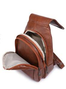 Rucsac la modă din piele PU cu clapă, geantă de umăr cu mai multe straturi și mai multe modalități de transport, potrivit pentru studenții de facultate pentru sezonul școlar