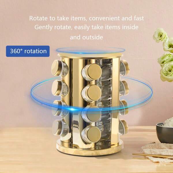 1-Piece Seasoning Bottle Set With 360° Rotating Glass Container And Swivel Storage Rack Seasoning Bottles With Twist-Off Lids Kitchen & BBQ Seasoning Jars Seasoning Storage Containers Cooking & Grilling Accessories Available In Multiple Sizes And Colors Christmas Gifts New Year Gifts