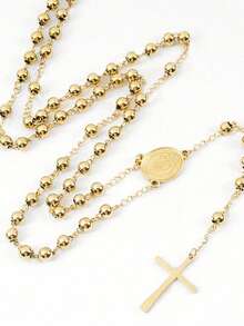 Tôn giáo Dây chuyền thép không gỉ Christian cho phụ nữ Đức mẹ đồng trinh Chúa Jesus Mặt dây chuyền hạt dài Chuỗi trang sức thời trang - Vàng - Xem 12