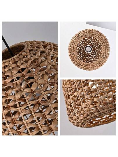 1PS Hang Luminaire Rattan Verlichting Bohemian Light, Woven Adjustable Kitchen Isl Corridor, Bedroom, Dining Table, Living Room E26 Socket (Bulb Not Included) view 6