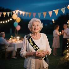 Perfect Birthday Gift - Sparkling Golden Foil Sash For Ages 16,18,21,30,40,50,60 - Party Decoration