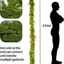 1 Peça Guirlanda de Natal, Guirlanda de Pinheiro Norfolk Verde DIY, Plantas Artificiais e Trepadeira Floral para Decoração de Natal Interna/Externa, Casamento, Festa, Escada, Lareira, Aparador, Guirlanda Falsa de Agulhas de Pinheiro Bicolor