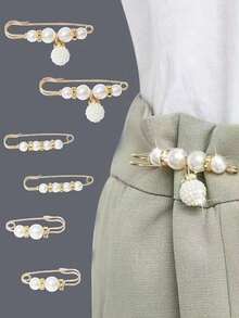 6件现代仿珍珠装饰别针