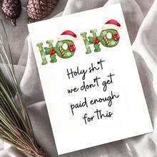 1pc Funny Christmas Card With Envelope - "Holy Sh*T We Don't Get Paid Enough For This" Saying - Office Humor Gift For Boss, Coworkers - Funny Workplace Birthday Or End Of Year Appreciation - Bold Green Lettering & Red Bow Design - Premium White Paper Card - Funny Office Party Decorations - Funny Workplace Gifts - Humorous Holiday Greeting Card, Christmas Cards Funny, Pop Up Christmas Cards, Christmas Cardstock