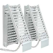 Set Of 2 Foldable ATV Ramp 72" L X9 W, Folds Into Three Sections ATV Ramps, Silver Color, Metal Loading Ramps Total Weight Capacity 1500 Lbs - Silver - View 1