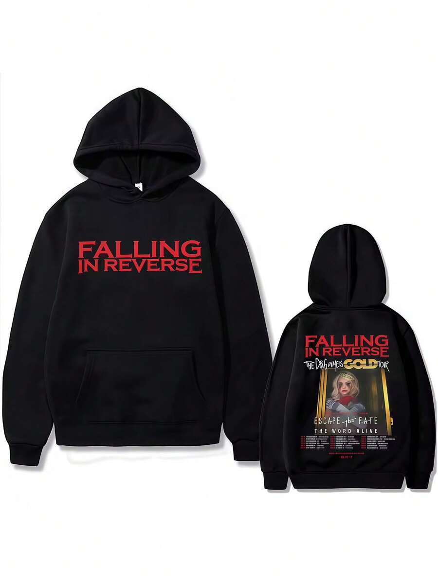 Limited Rock Band Falling In Reverse The Popular Mons World Tour Hoodie Men Women Vintage Oversized Sweatshirt Male Streetwear - màu đen - Xem 1