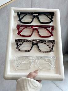 4pcs Multicolor Geometric Full Frame Personalized Ins Style Modern Simple Style Women Clear Glasses For Holiday Gift Daily Life Family Outings Street-Photography Festival Outfit Office Outfit Appointment Outfits Suitable For All Face Shapes