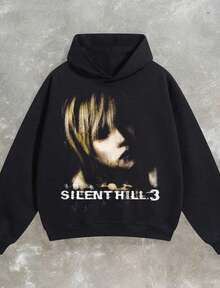 Claim My Daily Gift Today Retro Silent Hill 3 Heather Mason Hoodie – Y2K Vintage Style Boxy Fleece Pullover – Grunge Streetwea - 黑色 - 查看 1