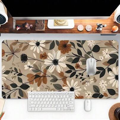 1pc Floral Pattern Mouse Pad Boho Flowers Mousepad Extra Large Desk Mat With Stitched Edge Non-Slip Rubber Base For Home Office Decor Desk Pad 35.4x15.7 Inch As Gifts For Friends Back To School