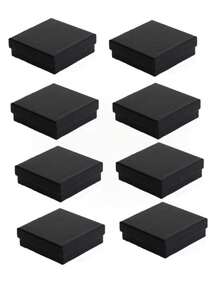 18pcs Kraft Paper Square Jewelry Boxes, Cardboard Jewelry Gift Boxes With Foam Lining, Black Necklace Ring Earring Kraft Paper Boxes, Valentine's Day Birthday Gift, Boxed Packaging, Ring Box, Jewelry Packaging, Packaging Box, Packaging Boxes, Jewelry Box, Ring Holder, Earring Holder, Minimalist Packaging, Vintage Jewelry Box, Foam Lining, Necklace Holder, Gift Giver - Black - View 12