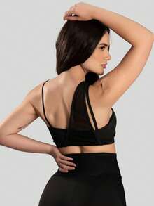 Fitness Top With Tulle Detail In The Gym 11174 - Black - View 2