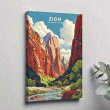 1PC Vintage Travel Poster: Vibrant Red Rock Formations12X16inch And 16x24inch Framed , Classic Wooden Frame, Suitable For Living Room, Bedroom, Bathroom And Other Decorations, Perfect Gifts For Christmas, Halloween And Thanksgiving - trắng - Xem 2