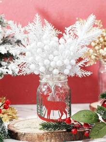14pcs Christmas Decorations - Pink Glitter Berries Stems, Shiny Christmas Pine Branches 11 Inch (Approx. 28cm) Artificial Christmas Tree Ornaments, DIY Christmas Wreaths, Crafts, Holiday And Home Decor, Pink, Christmas Greenery Multicolor Artificial Flowers, Christmas Decorations, Christmas Decor Home, Christmas Gifts, Christmas Ornaments For Tree (White)