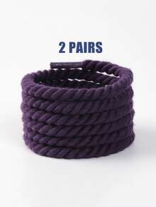 2 Pairs Casual Sneaker Replacement Braided Shoelaces, Fashion Versatile Solid Color Round Twisted Rope Laces, Personalized Stylish Shoe Accessories