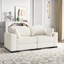 Sofa Set, Modular Sofa, 2-Seater Sofa, Double Sofa, Single Sofa, Ottoman, Loveseat Sofa With Cushions, Loveseat Sofa For Living Room, Bedroom, Corduroy Fabric, 180 X 87 X 85 Cm, Beige - 杏色 - 查看 3
