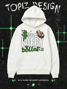 MEN'S Black Hoodie - Every Dollar Counts Money Graphic Sweatshirt With Pocket, Long Sleeve Pullover Hoodie For MEN, Cozy Fall-Winter Sweater For Everyday & Formal Outfits,Fall Hoodies,Men's Fall Clothes,Street Wear,Halloween,Mens Hoodies,Y2k Clothes,Jesus Hoodie,Thanksgiving Day,Nightmare Before Christmas,Christmas - White - View 1