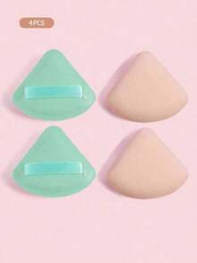 4 قطع إسفنجة مثلثة للاستخدام الرطب، ناعمة وصديقة للبشرة، أداة مكياج سهلة الحمل للسفر