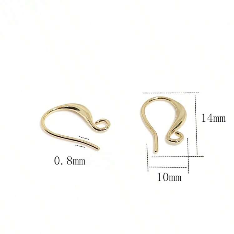 Dây tai dẹt mạ vàng 14K có vòng, móc khuyên tai bằng đồng thau, phụ kiện cho khuyên tai, phụ kiện làm đồ trang sức DIY - Móc khuyên tai - Xem 5